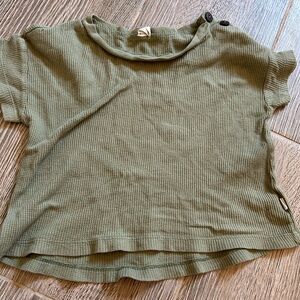 Nui Olive Green Short Sleeve Waffle Knit Tee